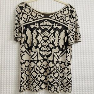 Everleigh by Anthropologie Black Embroidered Top
